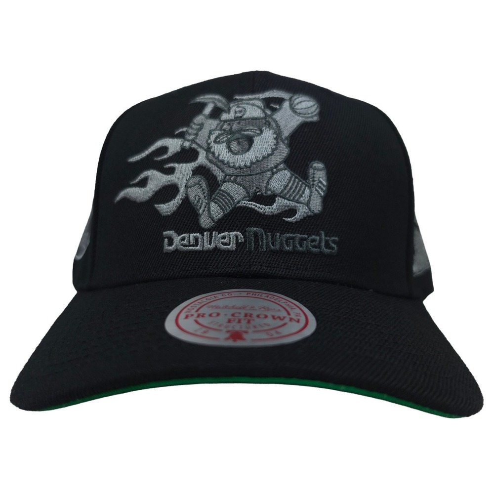 Denver Nuggets Mitchell & Ness NBA‎ Pro Fit Snapback Hat Cap 3D Logo Flames NWT